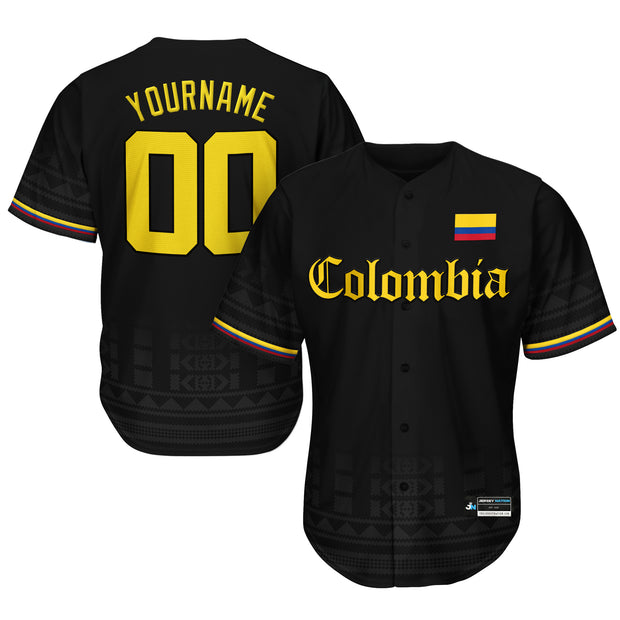 Colombia Black Custom Baseball Jersey