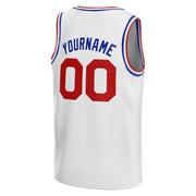 White Blue-Red Custom Basketball Jersey