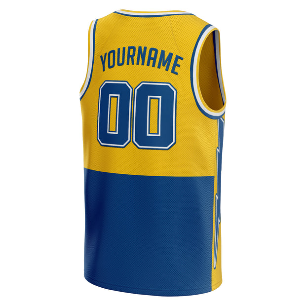 Yellow-Blue Custom Basketball Jersey