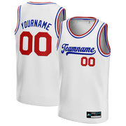 White Blue-Red Custom Basketball Jersey