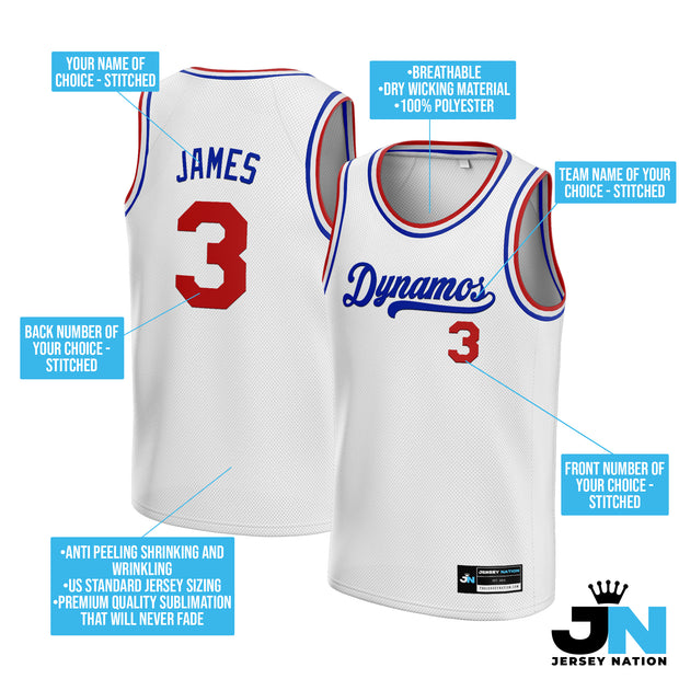 White Blue-Red Custom Basketball Jersey