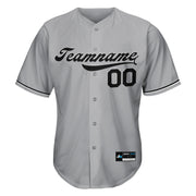 Grey-Black Custom Baseball Jersey