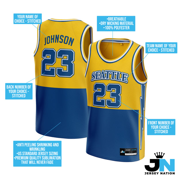 Yellow-Blue Custom Basketball Jersey